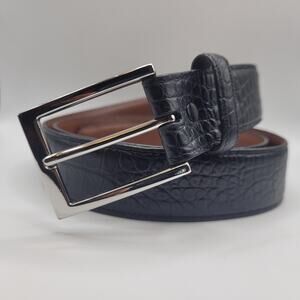 Torino Belt 40 Black Leather Alligator Embossed Calfskin 54260 Dress Classic USA